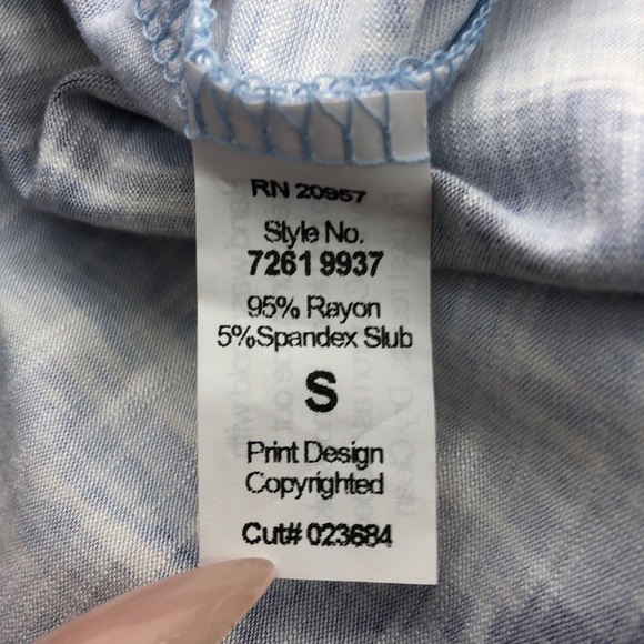 Tori Richard Blue White Print Tunic Dress - Picture 6 of 7